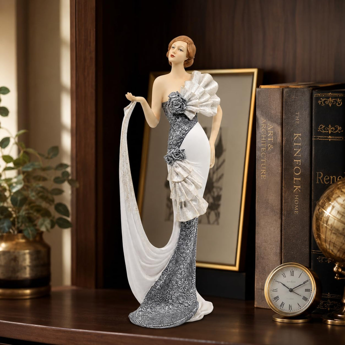 Comfy Hour 13 Inch Vintage Victorian Lady Figurine, Art Deco Statue