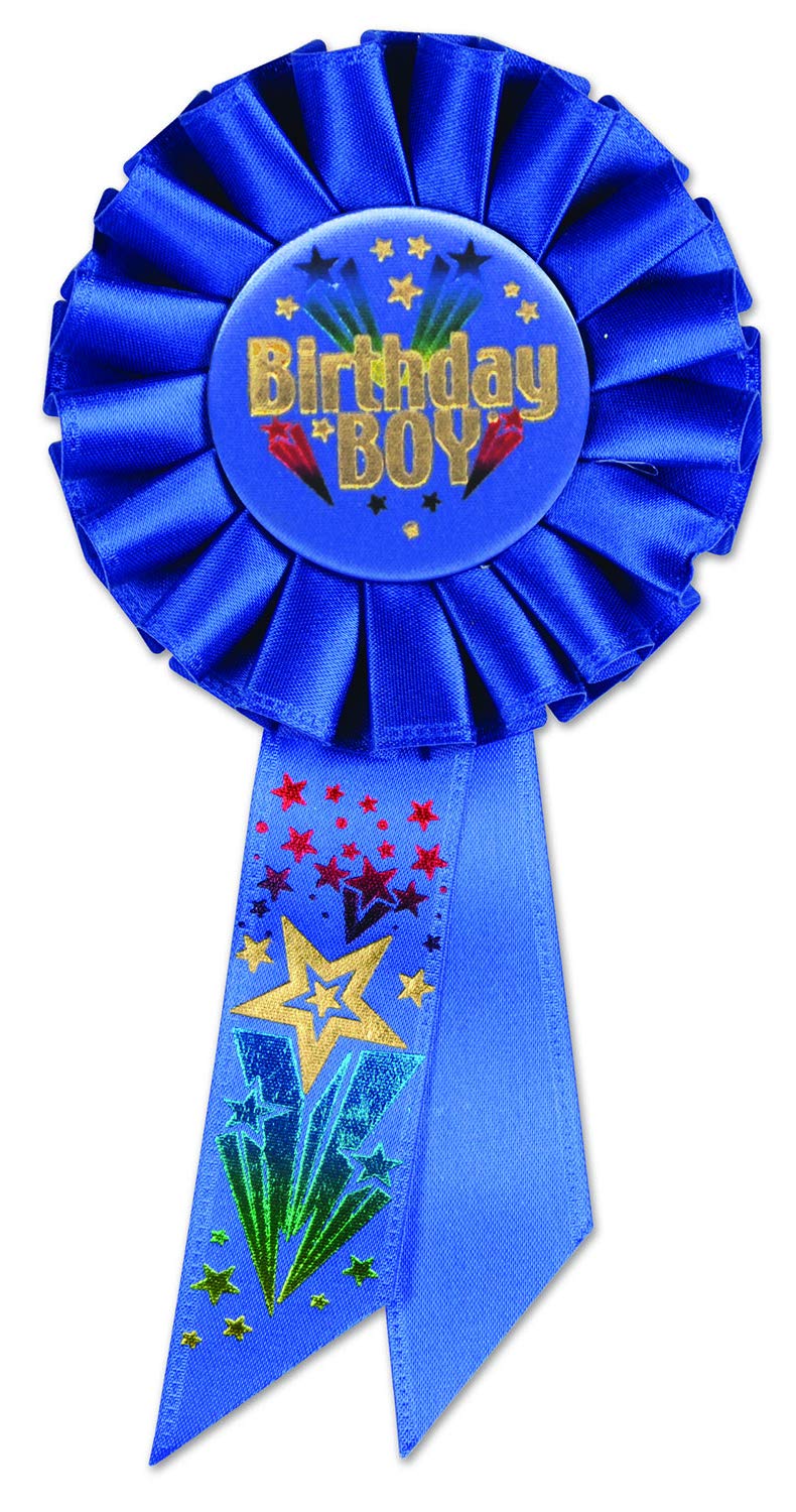 Beistle Birthday Boy Rosette, 3-1/4-Inch by 6-1/2-Inch
