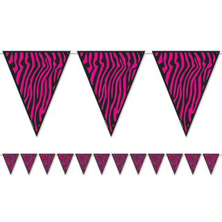 Beistle Zebra Print Pennant Banner, 10-Inch by 12-Feet