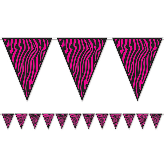 Beistle Zebra Print Pennant Banner, 10-Inch by 12-Feet