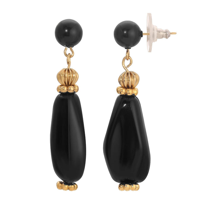 1928 Jewelry Company Earring, 1.95"L x 0.52"W, Black
