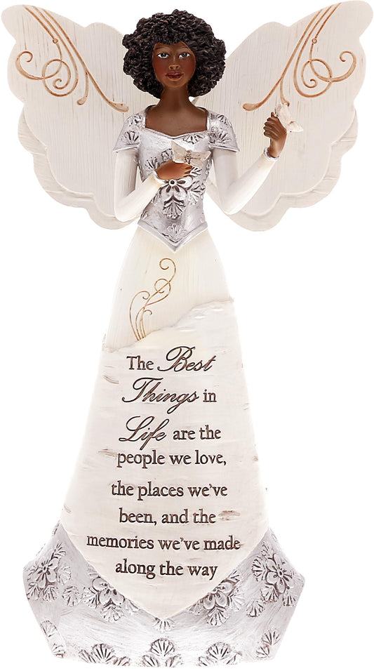 Pavilion - The Best Things in Life - 8" Ebony African American Angel Figurine Religious God Jesus Christ Gift Home Decor Present