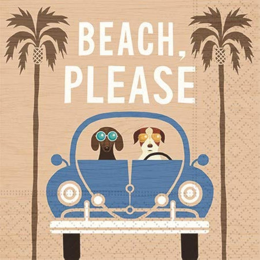 Design Design Beach Please Cocktail Napkins - Fun Beach Design, Party Supplies, 20 Beverage Napkins
