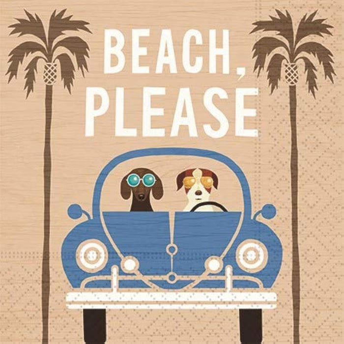 Design Design Beach Please Cocktail Napkins - Fun Beach Design, Party Supplies, 20 Beverage Napkins