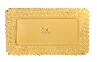 Boston International Rectangular Ceramic Serving Platter, 13 x 7.5-Inches, Honeycomb