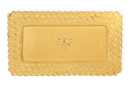 Boston International Rectangular Ceramic Serving Platter, 13 x 7.5-Inches, Honeycomb