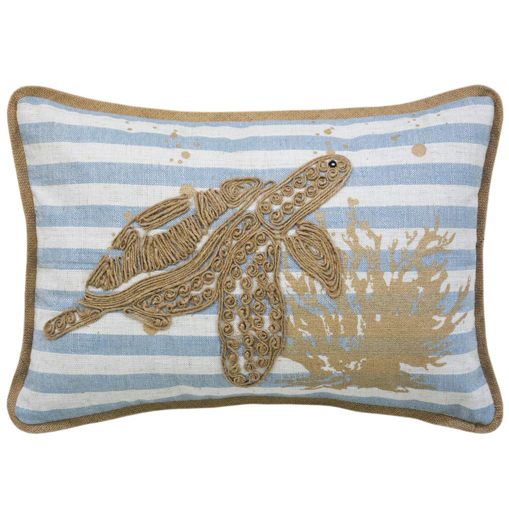 Comfy Hour 18x13 Inch Coastal Turtle Throw Pillow, Nautical Decor, Set of 1