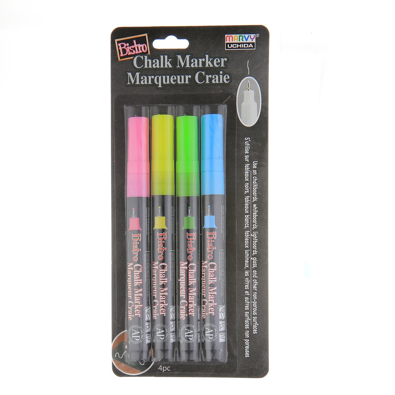 Uchida of America 485-4A Extra Fine Tip Bistro Chalk Marker Set, Multiple 4 Pack
