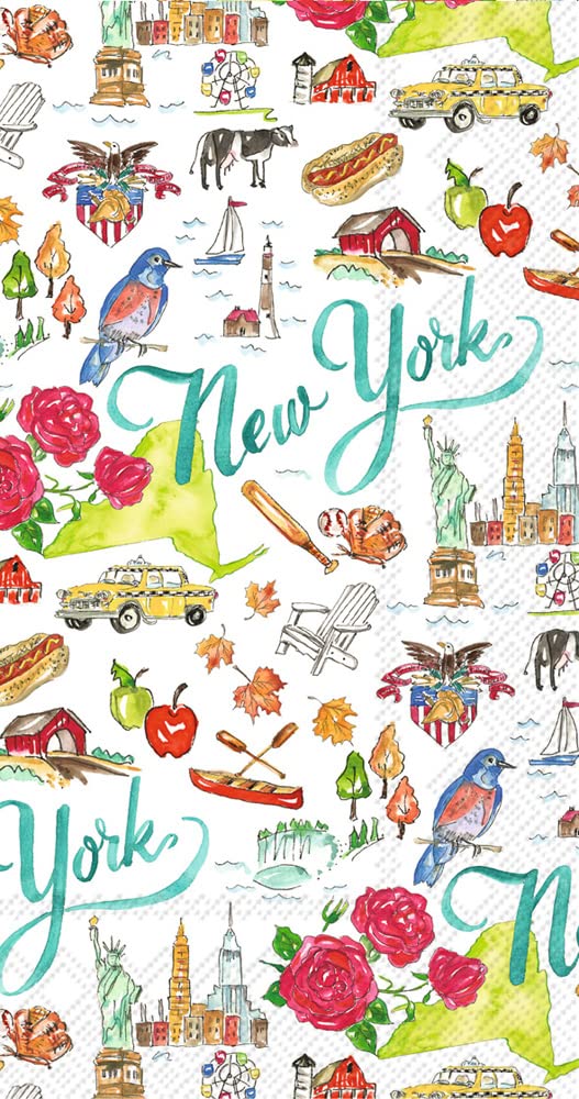 Boston International Rosanne Beck State Collection IHR 3-Ply Guest Towel Buffet Paper Napkins, 16-Count, New York