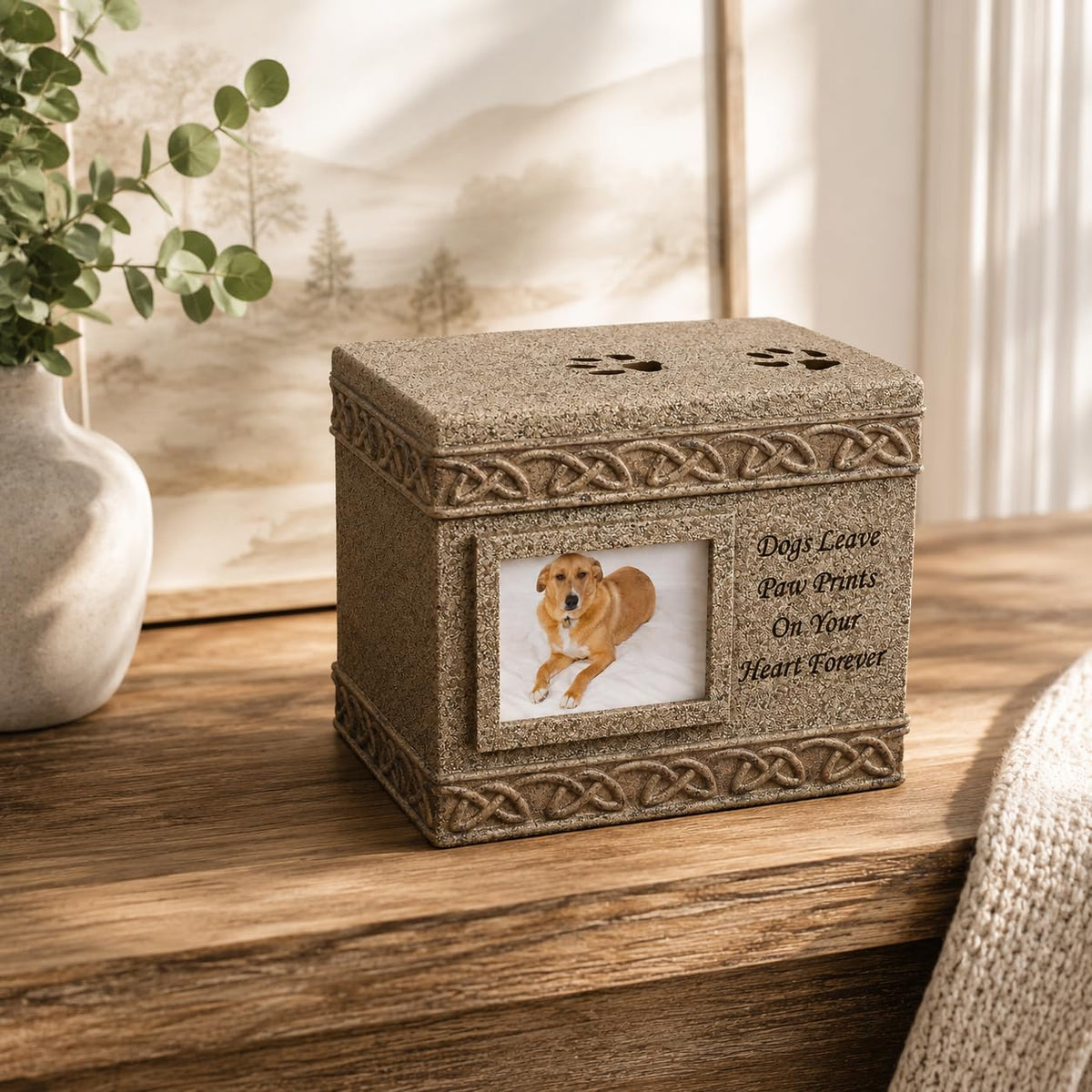 Comfy Hour 6 Inch Pet Urn for Dogs Ashes, Photo Frame Memorial