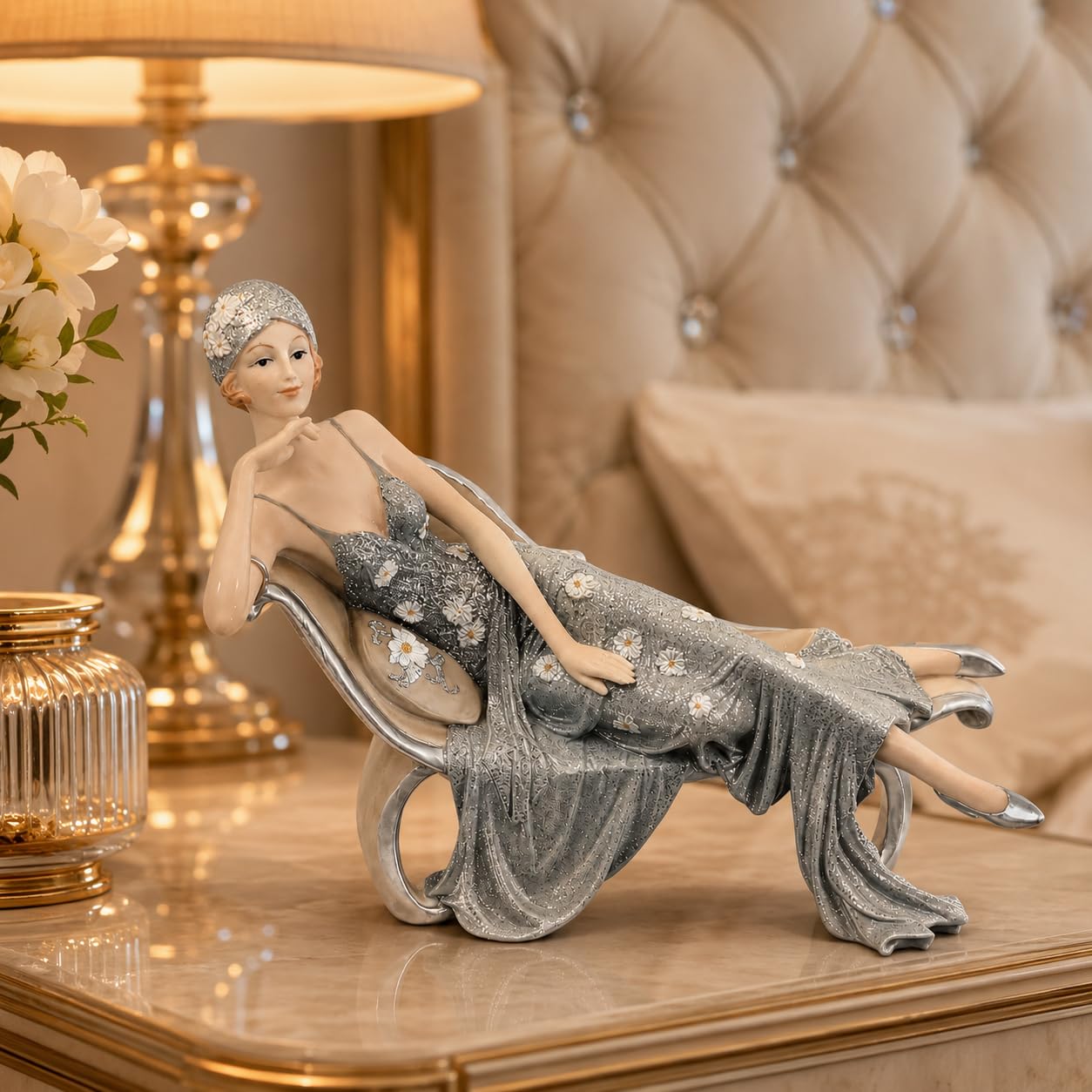 Comfy Hour 8 Inch Victorian Lady Figurine, Reclining Chair Statue