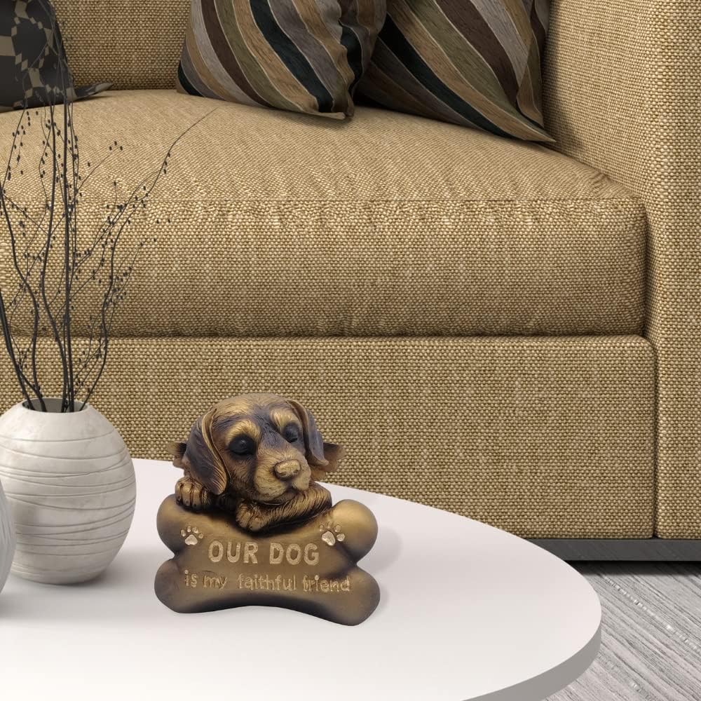 Comfy Hour Pet In Loving Memory Collection 5" Sleeping Dog Angel On Bone Figurine - in Memory of My Best Friend Bereavement, Bronze Copper, Polyresin