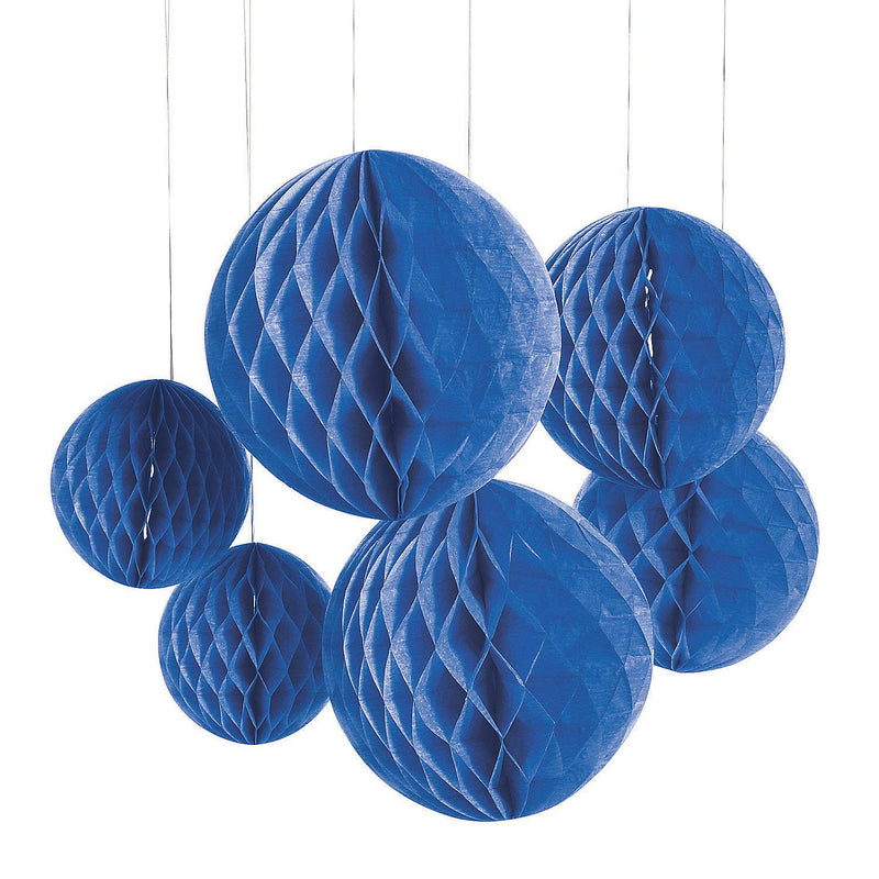 Blue Honeycomb Hanging Decor - Party Decor - 6 Pieces