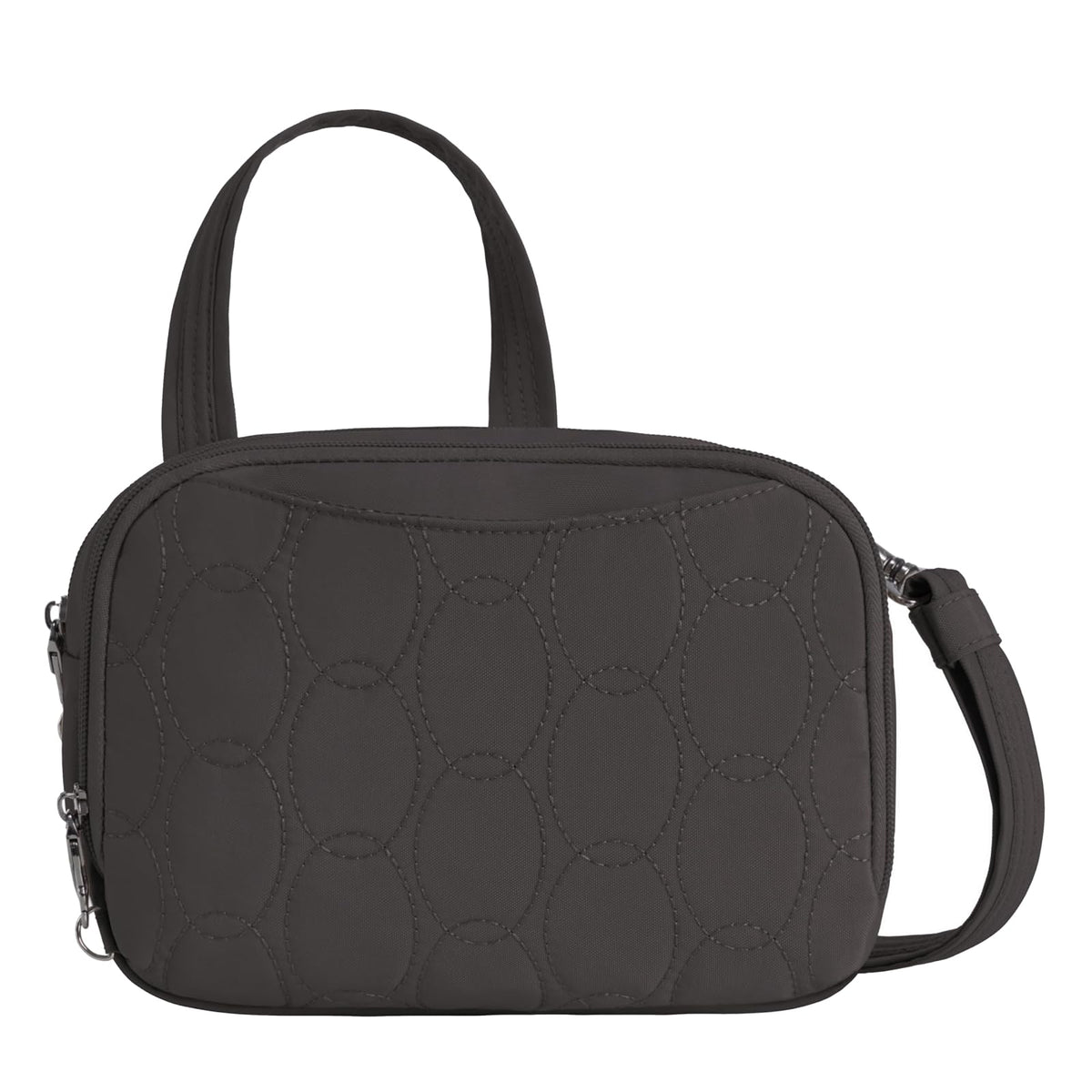 Travelon Handbag, 9”W X 6.25”H X 2.75”D, Smoke