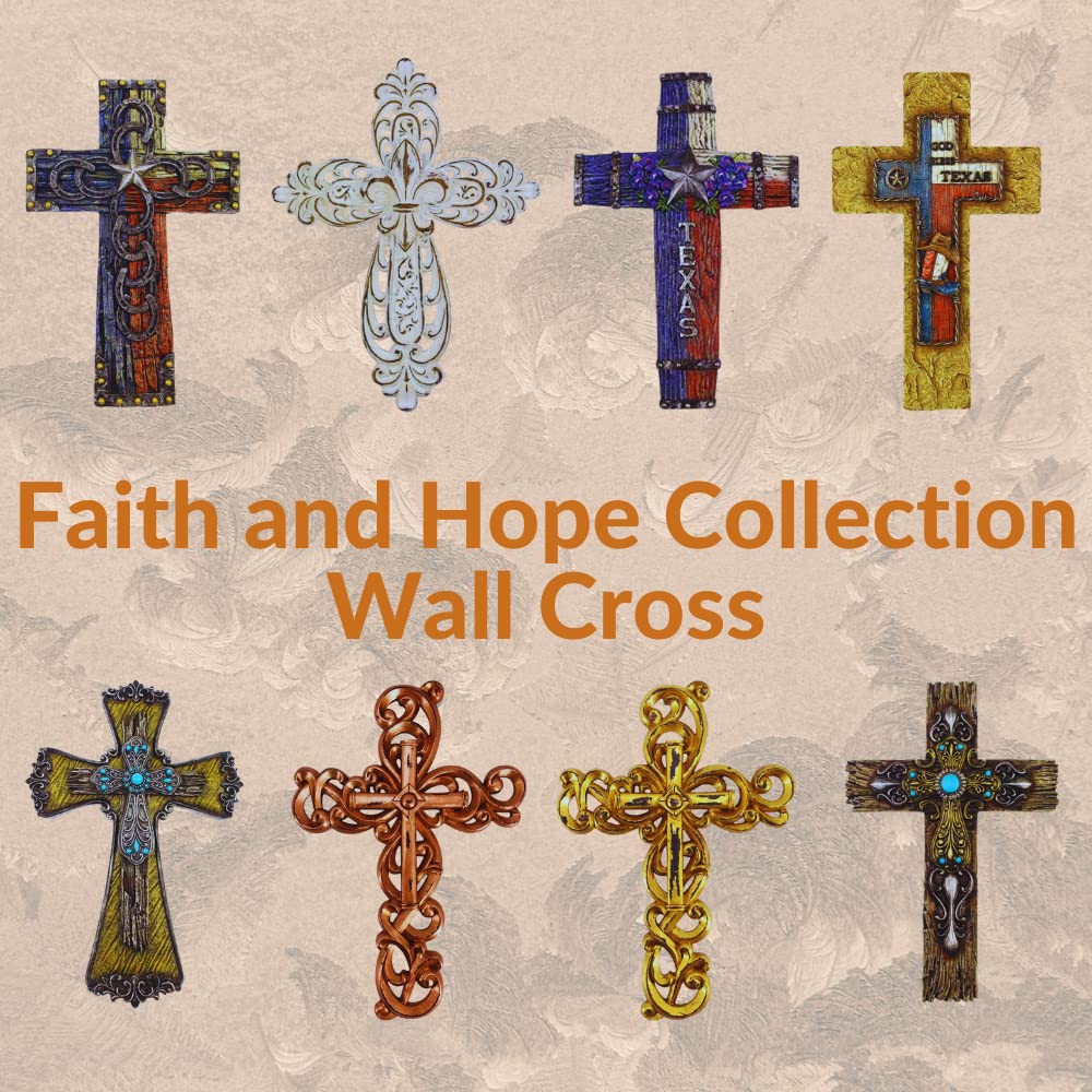 Comfy Hour 14 Inch Texas Cross Wall Decor, God Bless Texas Plaque