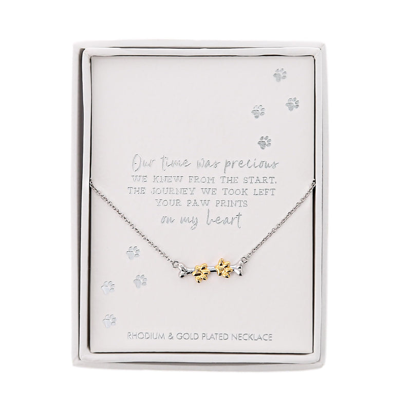 Pavilion - Paw Prints On My Heart - Dog Bone Pawprint Necklace Pet Loss Of Loved One Bereavement Memorial In Memory Tribute Dog K-9 Puppy Doggy Mom Dad Animal Lover