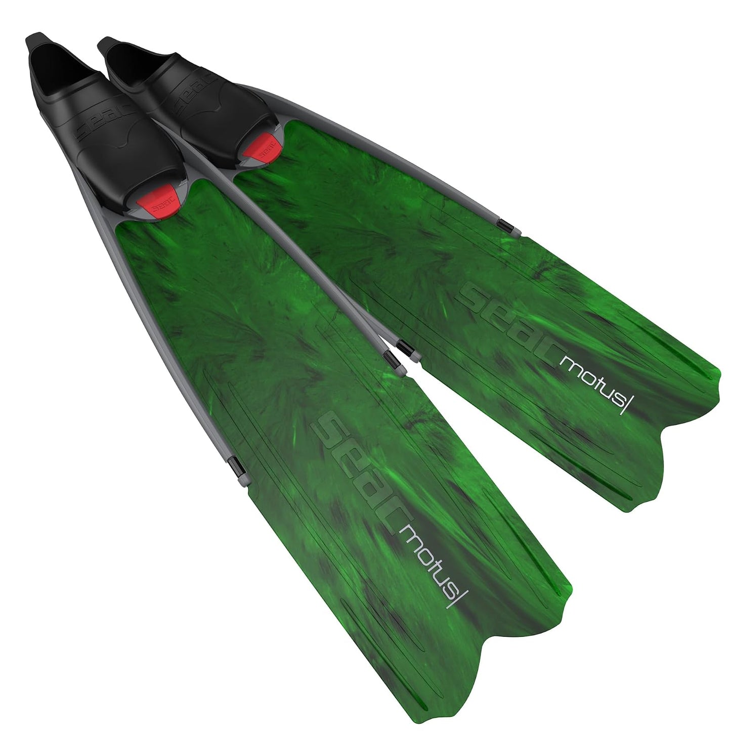 SEAC Motus Fins for Spearfishing and Freediving, Green Camo, 9.5-10