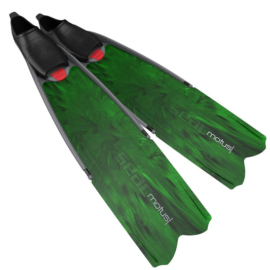 SEAC Motus Fins for Spearfishing and Freediving, Green Camo, 9.5-10