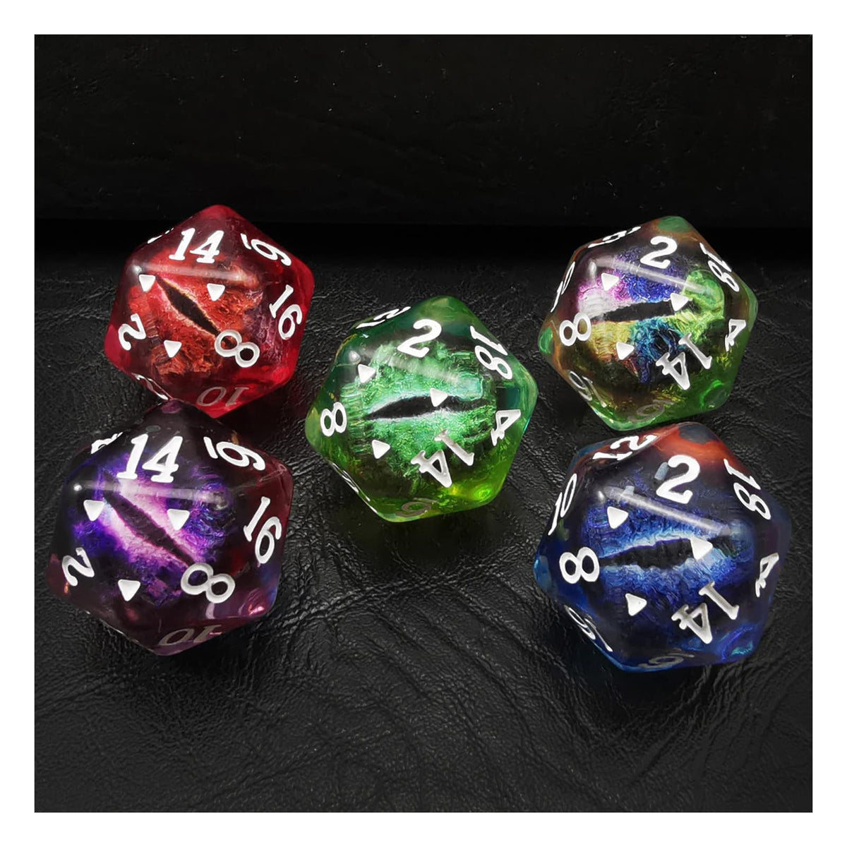 BESCON DICE Game Dice, Standard size, Dragon Eye D20 5pcs Set