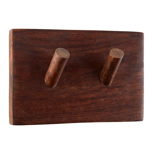 47th &amp; Main Wall Mounted Hook Mango Wood 2-Peg Hook, 7.5" x 5", Walnut