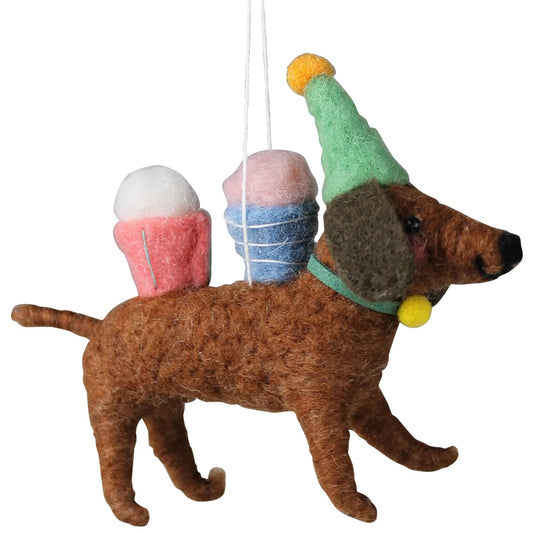 Homart 0457-0 Dachshund with Cupcakes Ornament, 4-inch Height, Felt