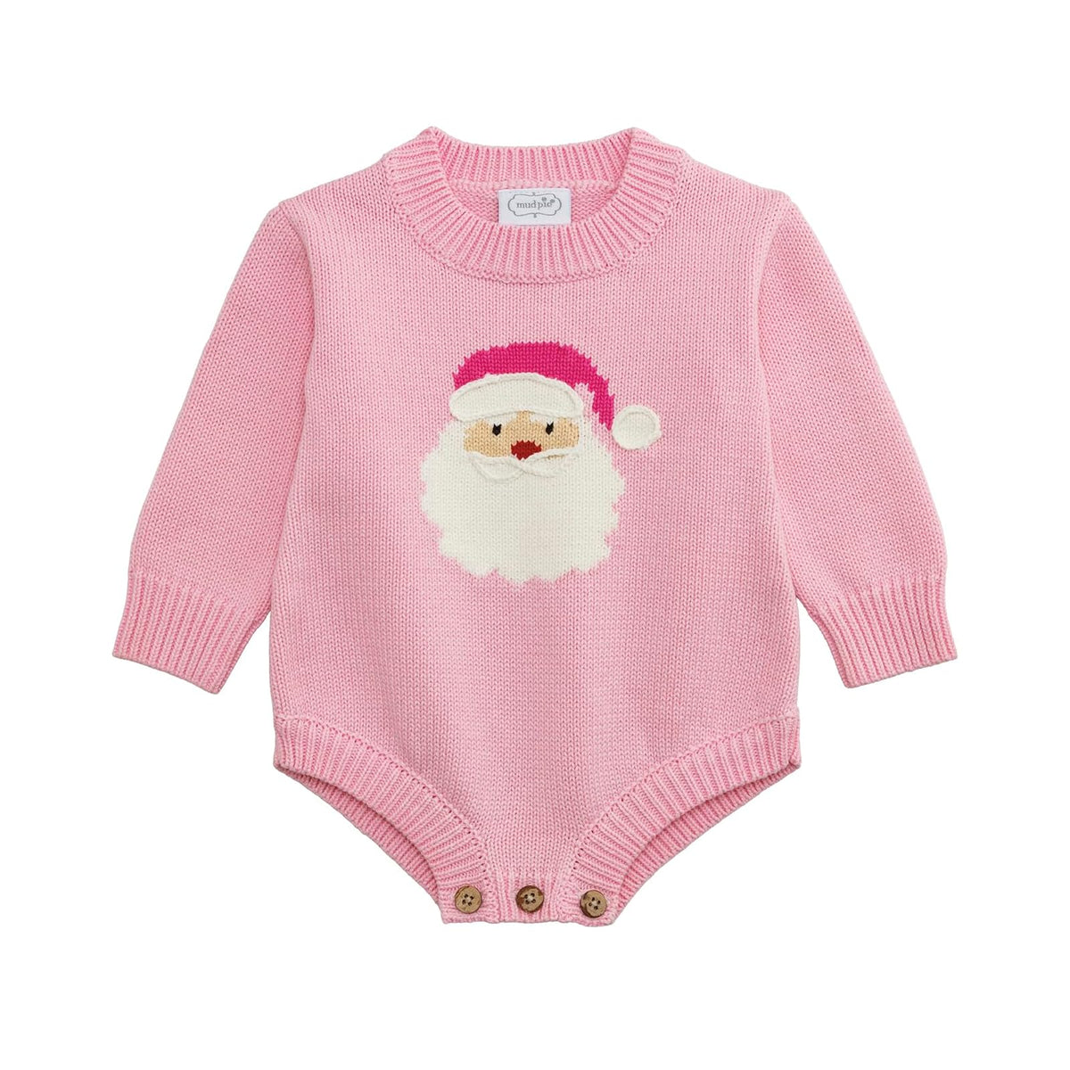 Mud Pie Sweater, Pink, Kids Christmas Pink Santa Sweater Bubble