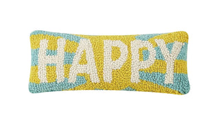 Peking Handicraft 30TG529C05OB Blown Filled Hook Throw Pillow, 12-inch Length, Wool and Cotton (Happy)