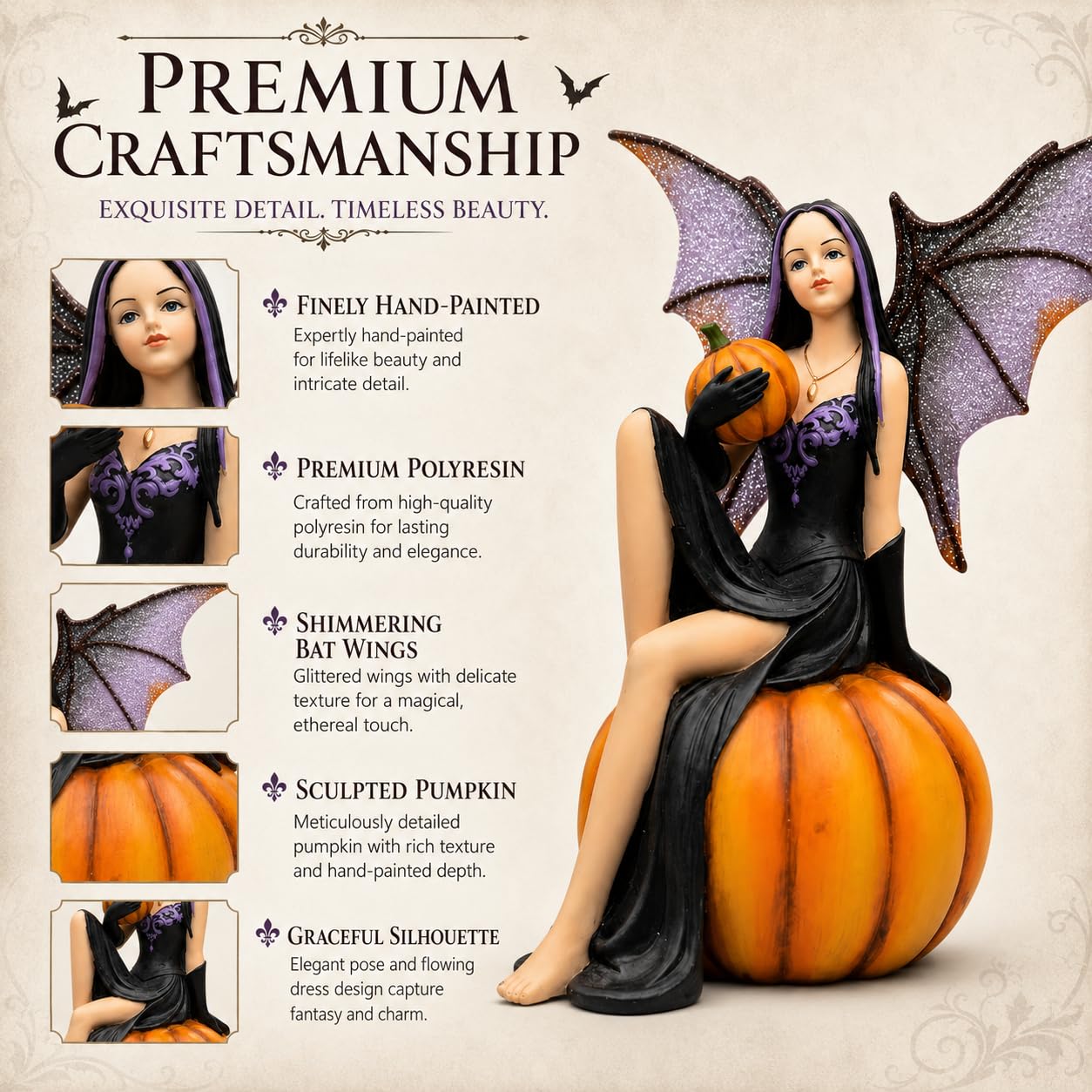 Comfy Hour 5.9 Inch Witch Fairy Figurine, Pumpkin Gothic Statue
