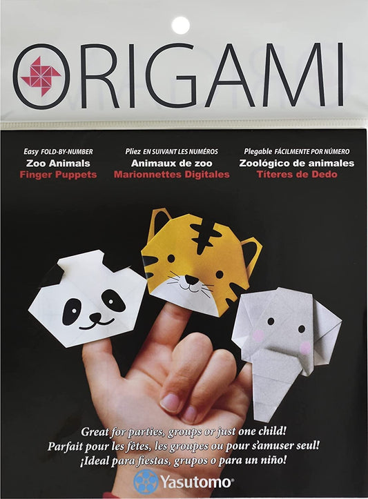Yasutomo Origami Fold-by-Number Zoo Animals Finger Puppets 12 Sheets