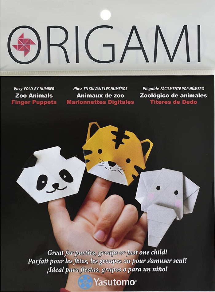Yasutomo Origami Fold-by-Number Zoo Animals Finger Puppets 12 Sheets