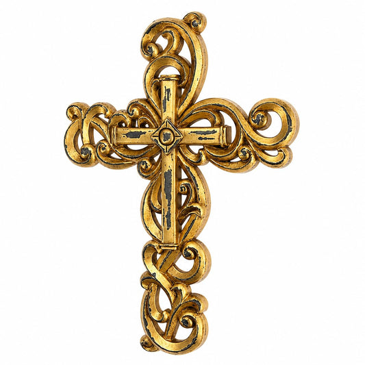 Comfy Hour 12 Inch Gold Cross for Wall, Ornate Religious Decor, 1 Piece