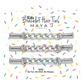 Maya J Hair Tie, 3 Count (Pack of 1), Silver Sparkle - White