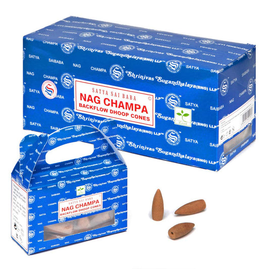 New Age Imports 6pc Display - Satya Backflow Cones - 24pc Box/Nag Champa