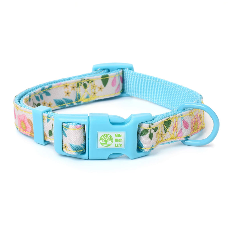 Mile High Life | Natural Wild Flower Collection | Soft Poly Cotton Fabric | Girl Dog Collars (Wild Flowers, Collar -S)