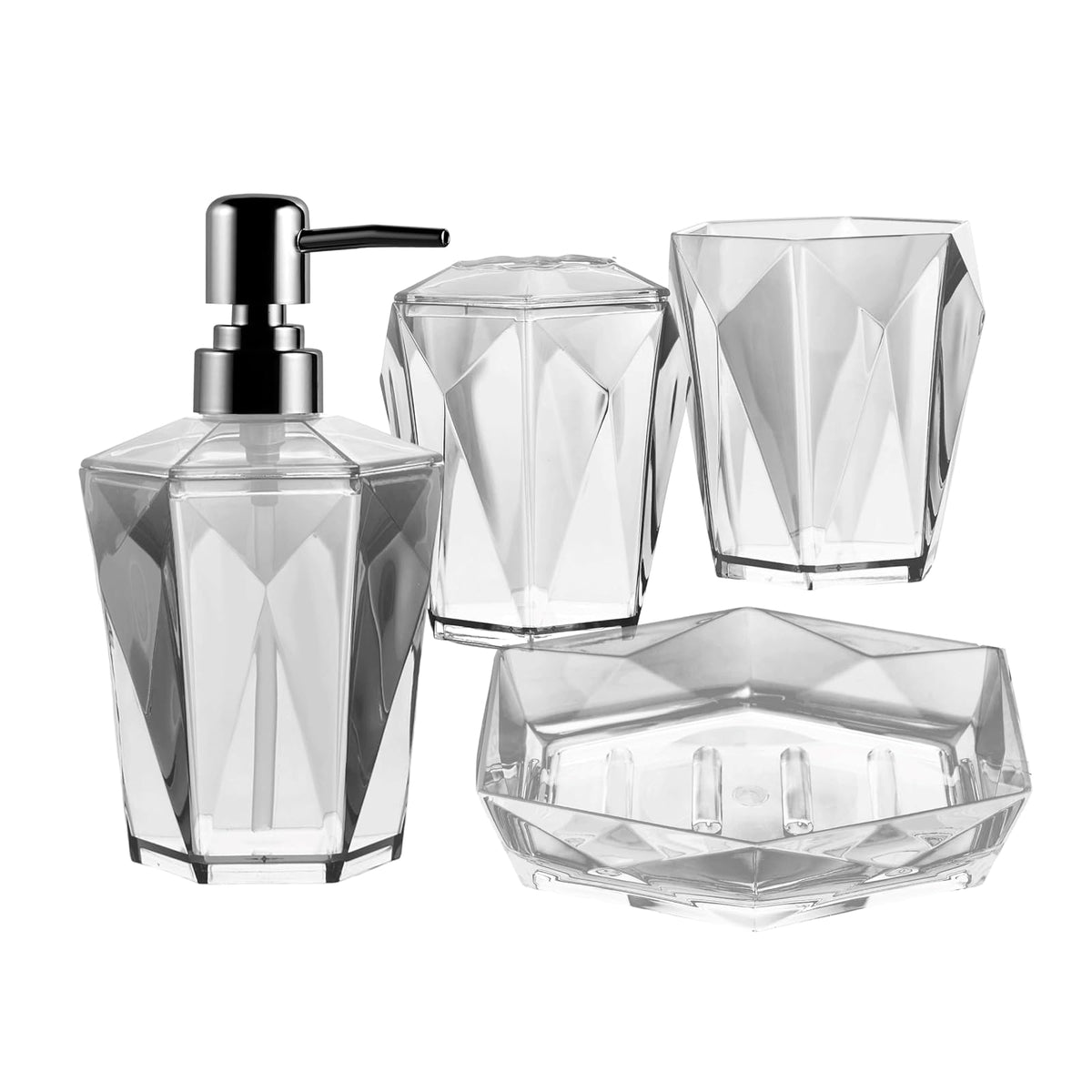 Locco Decor Bathroom Container Set, set of 4, Grey
