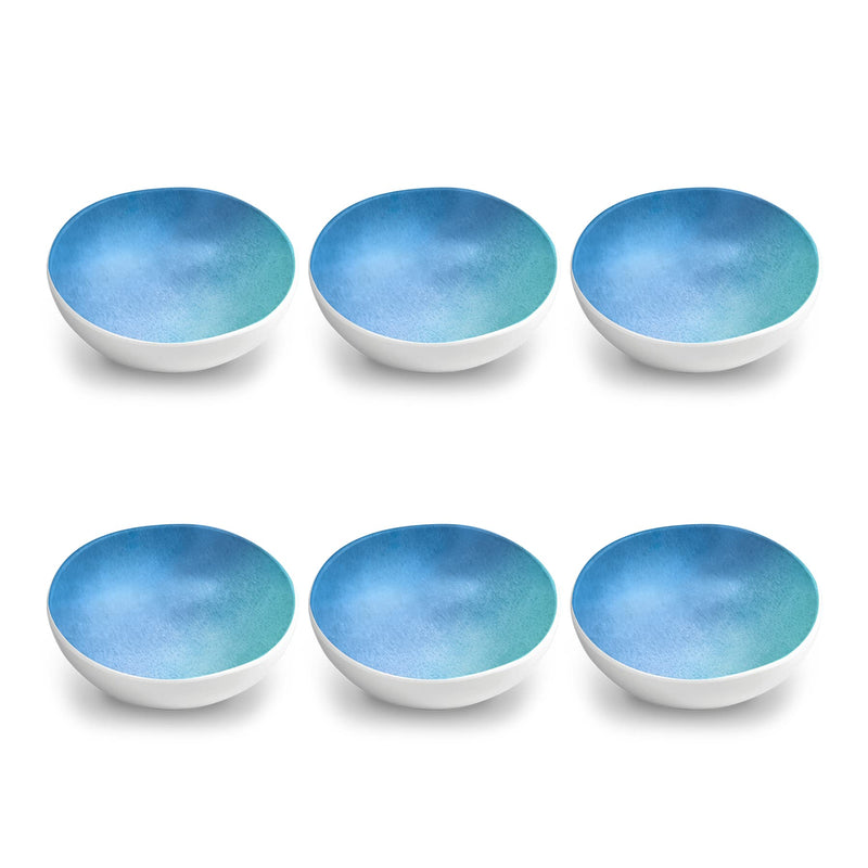 TarHong Oceanic Ombre Bowl, Blue Ombre, 7-Inch, 34-Ounce, Pure Melamine, Shatterproof, Indoor/Outdoor, Set of 6