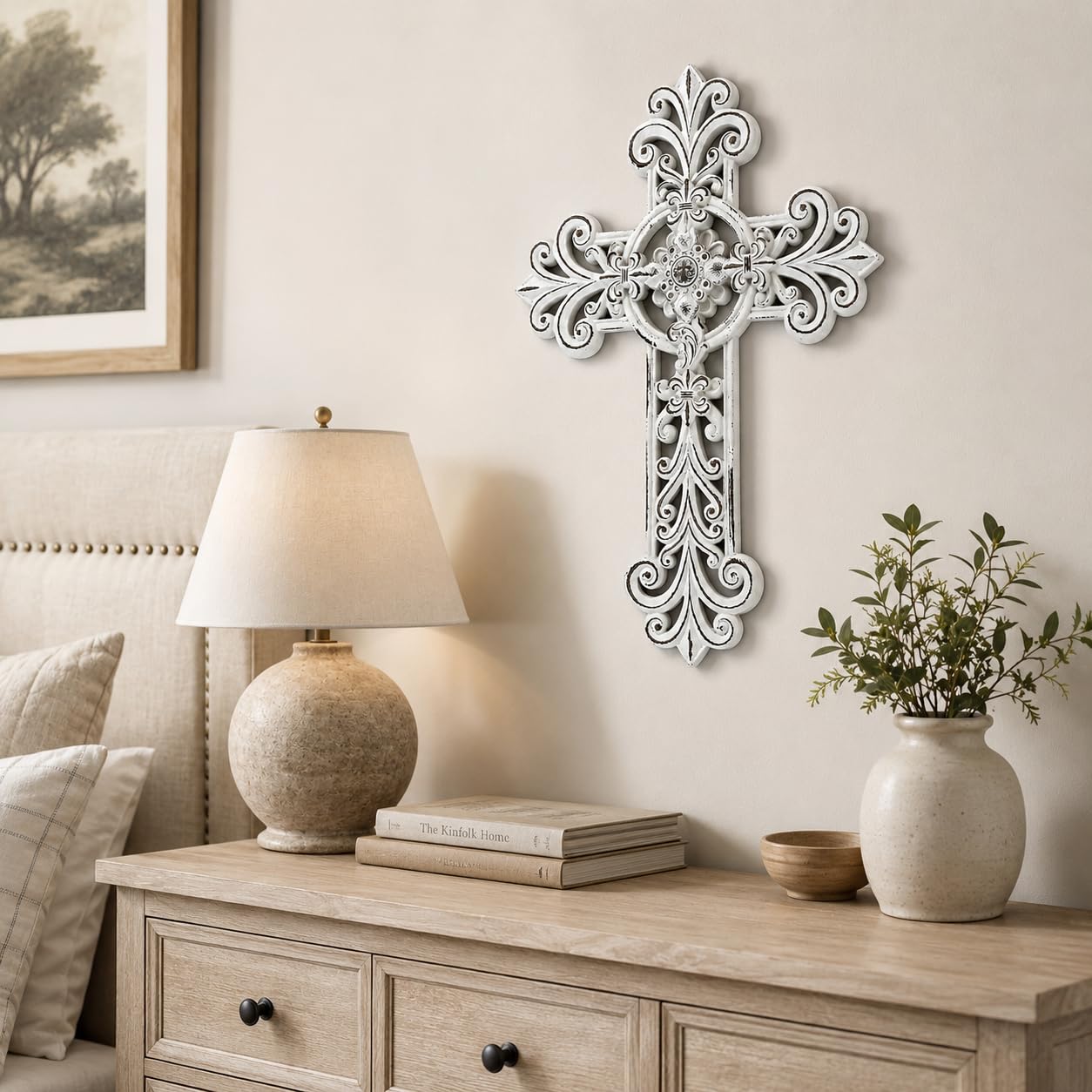 Comfy Hour 12 Inch Cross Wall Decor, White Wall Cross
