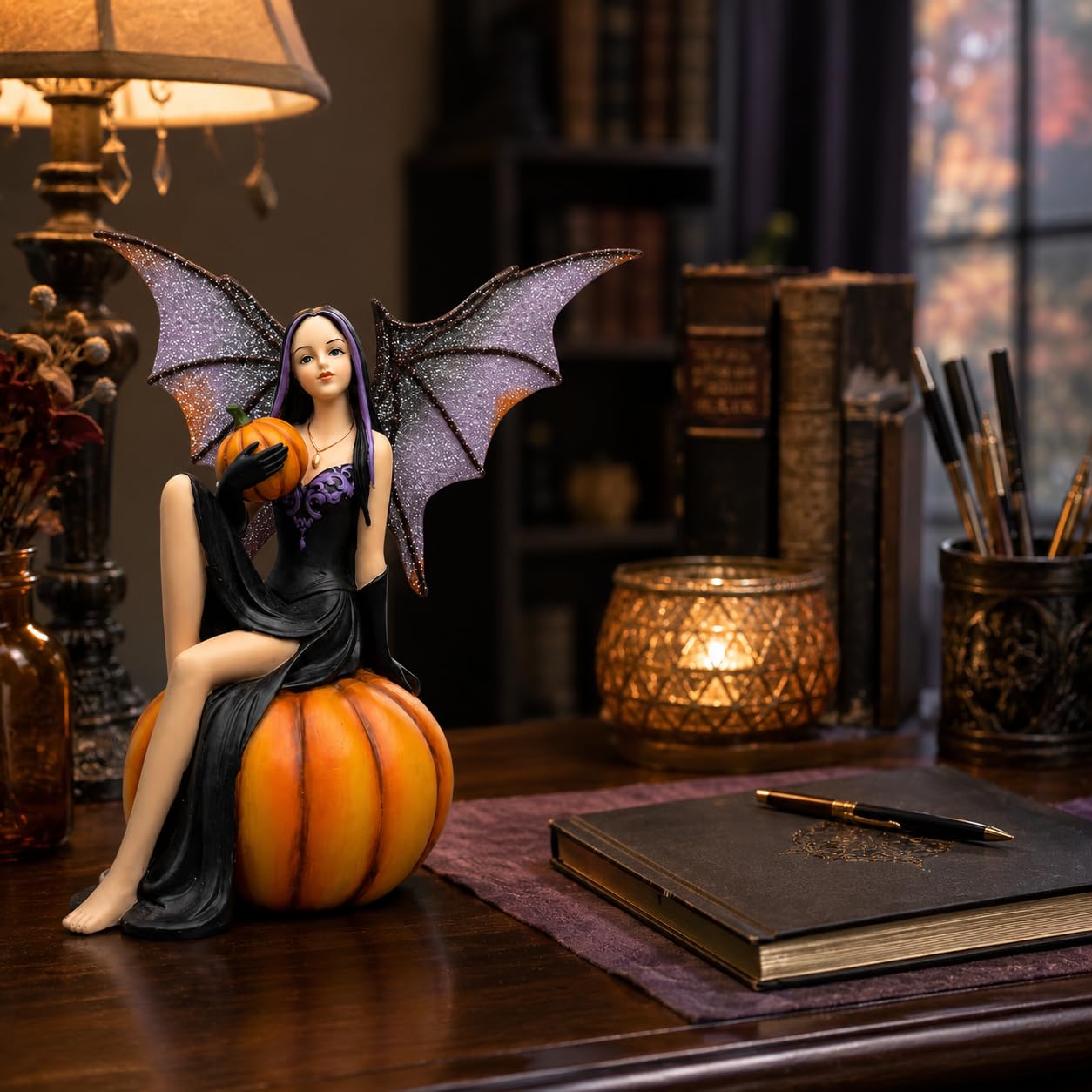 Comfy Hour 5.9 Inch Witch Fairy Figurine, Pumpkin Gothic Statue