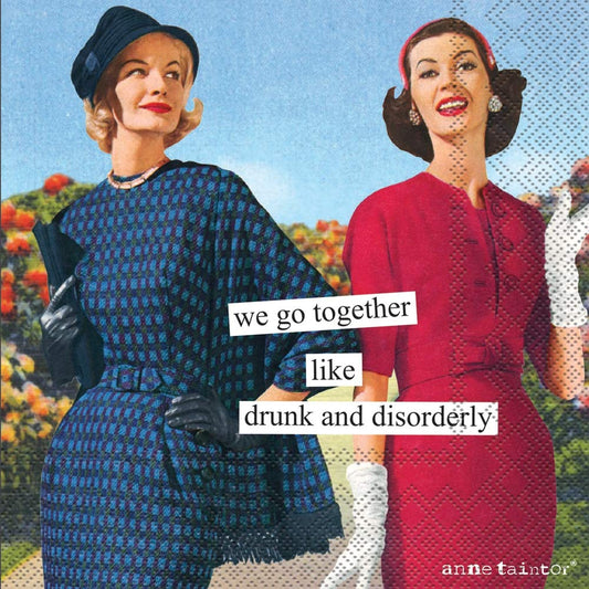 Boston International IHR Anne Taintor, 20 Count Cocktail Beverage Paper Napkins, 5 x 5-Inches, Disorderly