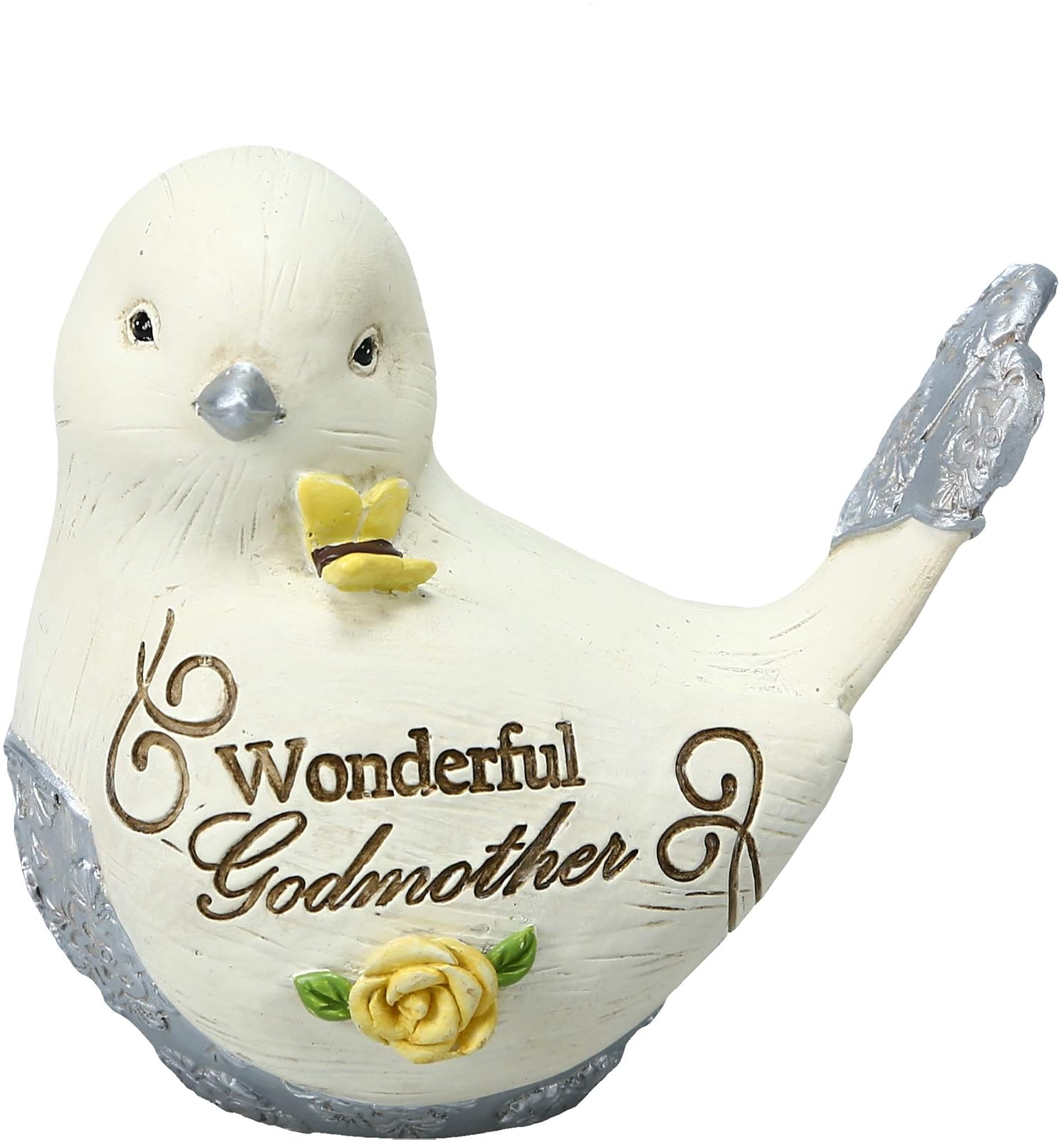 Pavilion Gift Company Wonderful Godmother 3 Inch Resin Bird Figurine, Cream