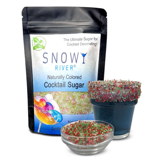 Ultimate Baker Snowy River Holiday Cocktail Sugar - Kosher All Natural Festive Cocktail Rimmer and Coffee Rimmer (Holiday, 4oz Bag)
