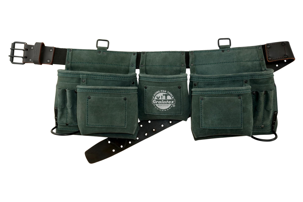 Graintex Tool Belt, Fits waist size 28" to 50", Hunter Green