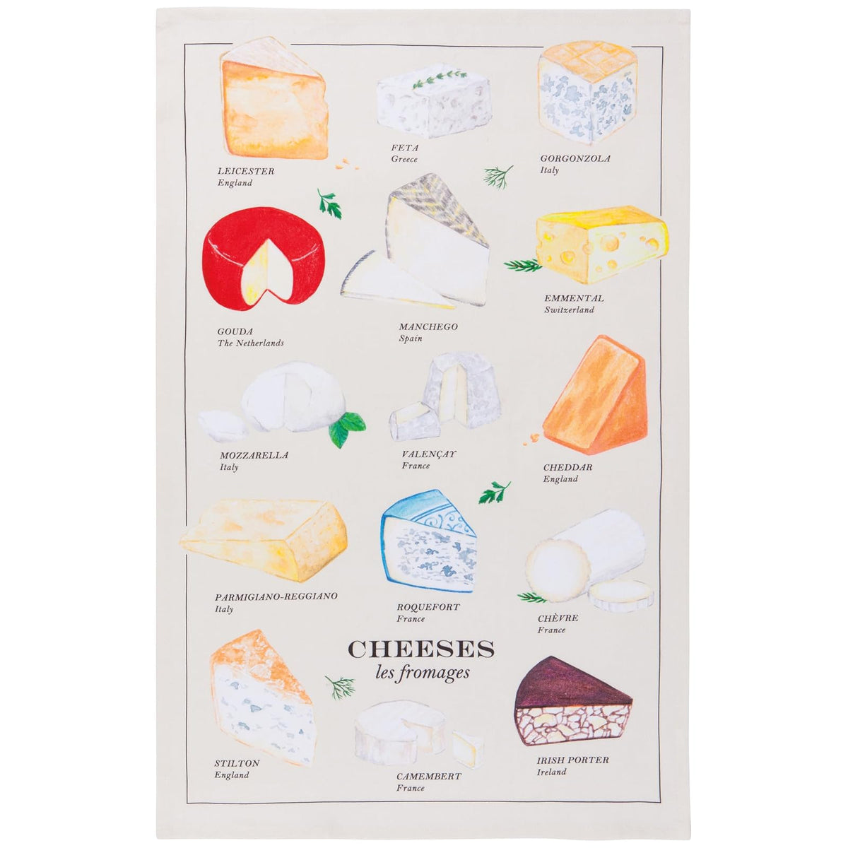 Now Designs Towel, W18 x L28in, Les Fromages