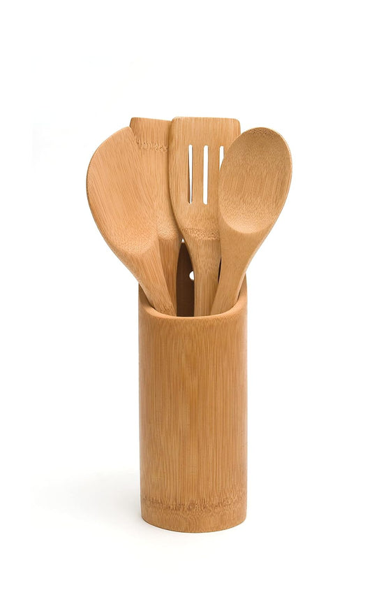 Lipper International 8828 Kitchen Tool Holder with 4 Tools Bamboo