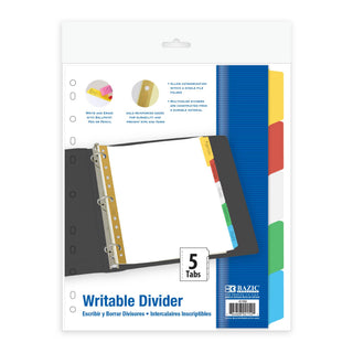 BAZIC PRODUCTS Binder Divider, 1-Pack, 5 Color Tabs