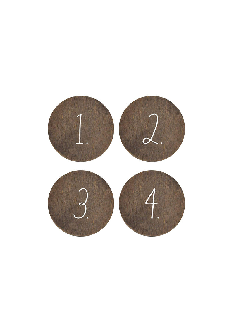 Rae Dunn Cabinet Knobs Drawer Pulls - Set of 4 Round Dark Wood - Decorative Mini Wooden Knobs for Kitchen Cabinet, Dresser Drawer, Bathroom Cabinet, Cupboard, Desk Drawer - Includes Hardware