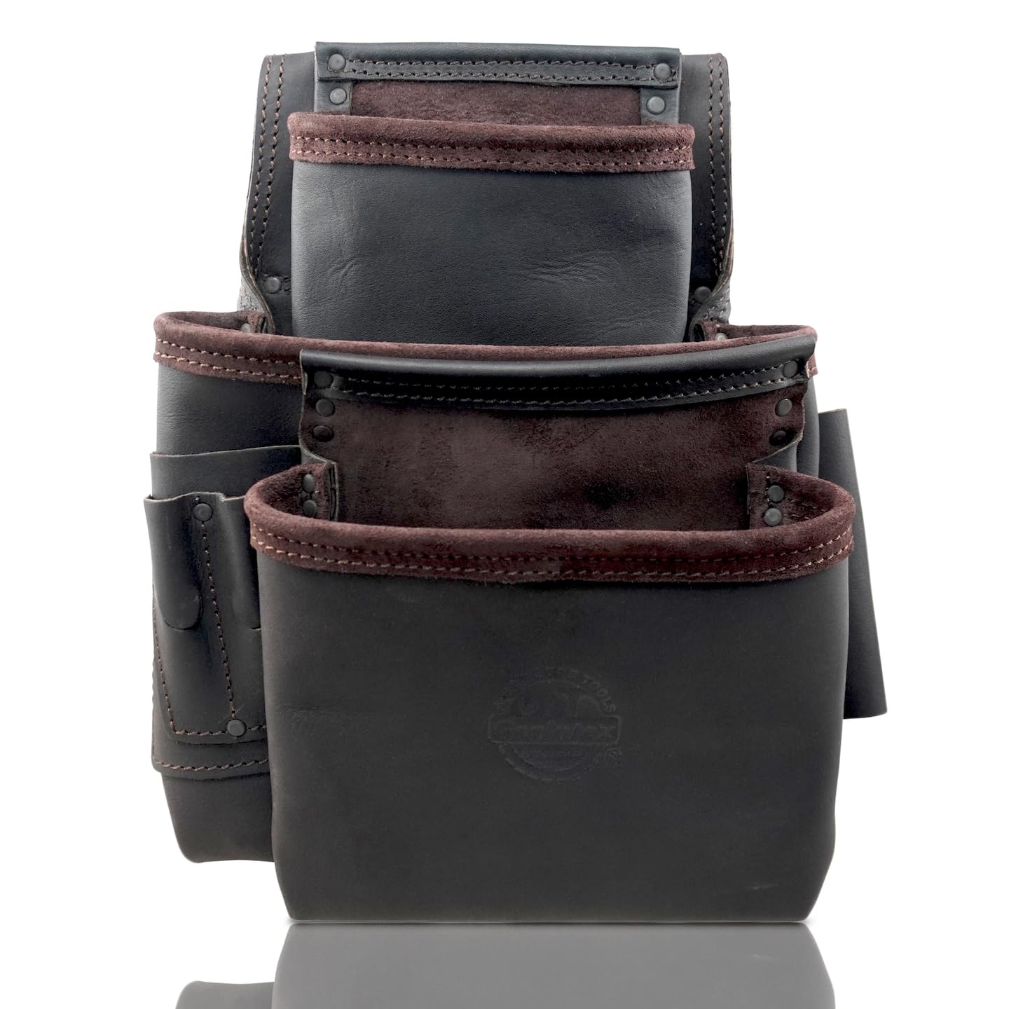 GRAINTEX OS2087 9 Pocket Nail & Tool Pouch Top Grain Oil Tanned Leather for Framers, Constructors, Electricians, Plumbers, Handyman