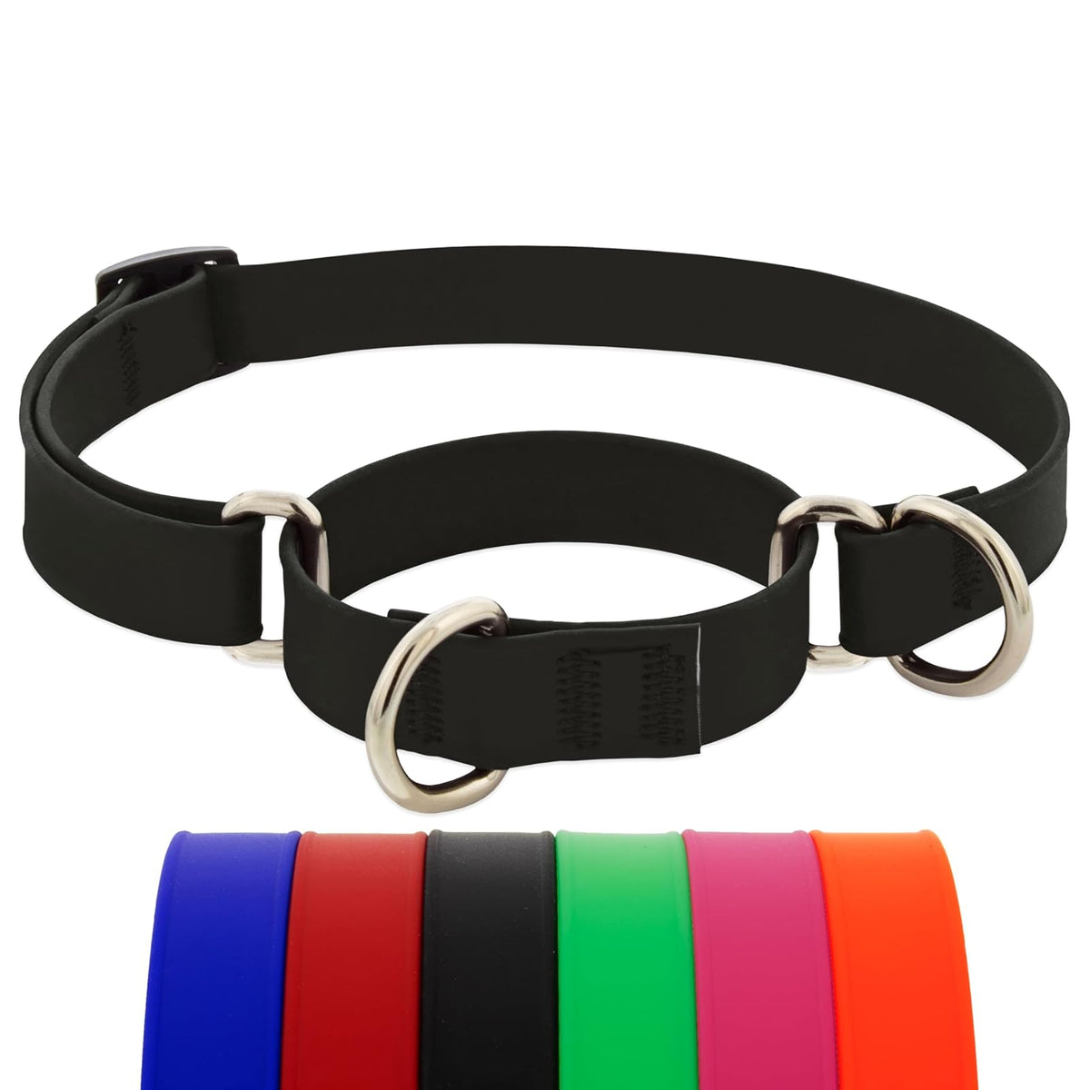 LupinePet Animal Collar, Medium: Adjusts from 14 to 20 in, 3/4-in wide, Jet Blac
