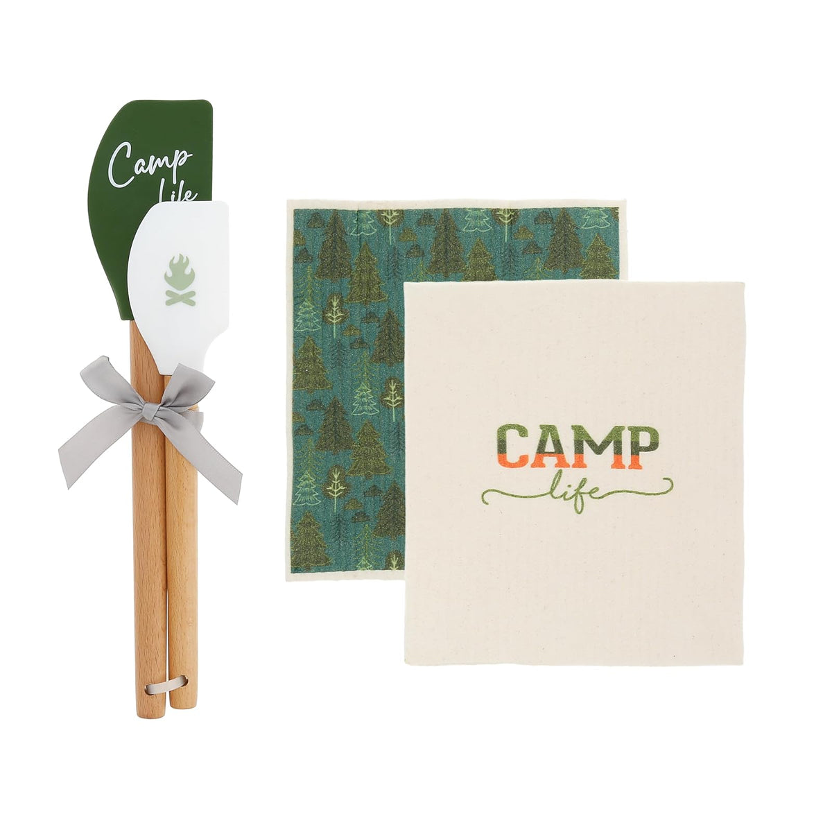 Pavilion Gift Company Towel, 6.75" x 7.75" Dish Clothes 12" & 9.75" Spatulas, Gr