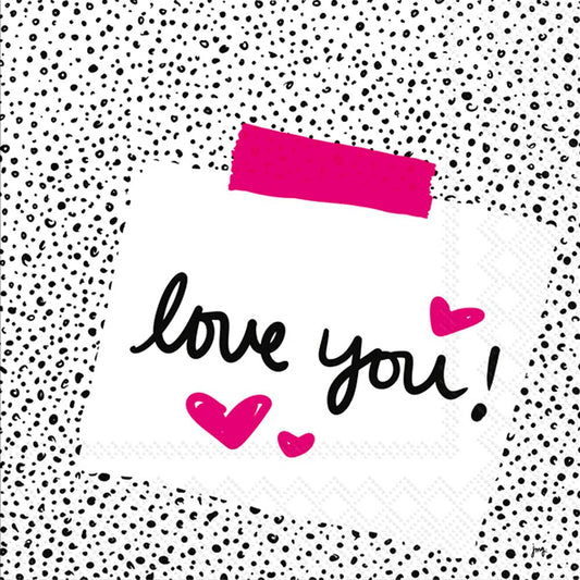 Boston International IHR 3-Ply Paper Napkins, 20-Count Cocktail Size, Love Note